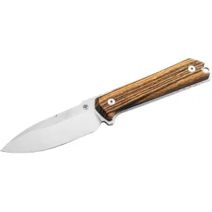 Boker Knives Kiboku Fixed Blade Knife 2.95" Drop Point RWL34 Satin Blade Bocote Wood Handle Brown
