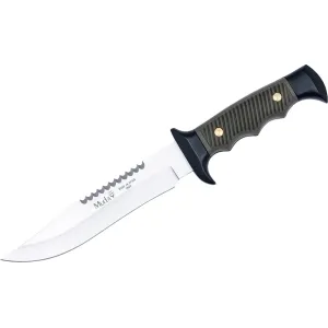 Muela Alce-5161 Fixed Blade Knife 6.29" Clip Point, Saw Blade Nitro-42 Satin Blade ABS Polymer Handle Black/Military Green