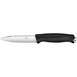 Victorinox Swiss Army Venture Fixed Blade Knife 4.13" Drop Point Sandvik 14C28N Satin Blade TPE Handle Black