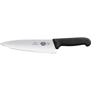 Victorinox Swiss Army Fibrox Chef's Kitchen Knife 8" Straightback Stainless Steel Satin Blade TPE Handle Black
