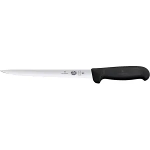 Victorinox Swiss Army Fibrox Filleting Fillet Knife 8" Drop Point Stainless Steel Satin Blade TPE Handle Black