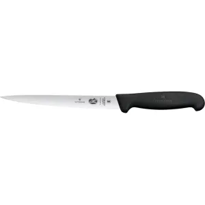 Victorinox Swiss Army Fibrox Filleting Fillet Knife 7" Drop Point Stainless Steel Satin Blade TPE Handle Black