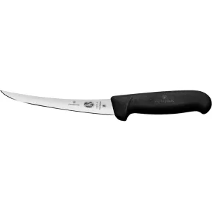Victorinox Swiss Army Fibrox Boning Flexible Fixed Blade Knife 6" Straightback Stainless Steel Satin Blade TPE Handle Black