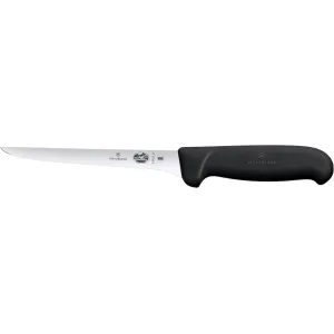 Victorinox Swiss Army Fibrox Narrow Boning Fixed Blade Knife 6" Straightback Stainless Steel Satin Blade TPE Handle Black