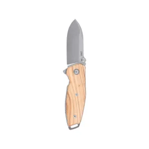 CRKT Squid II Pocket Knife 2.68" Drop Point Bohler M390 Stonewashed Blade Olive Wood Handle Brown