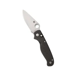 Spyderco Button Up Pocket Knife 3.27" Drop Point 8Cr13MoV Satin Blade Carbon Fiber Handle Black