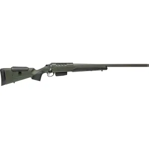 Tikka T3x Super Varmint Bolt Action Rifle 6mm Creedmoor 24" Tungsten Cerakote Threaded Barrel Tungsten Cerakote Frame Green Field Stock