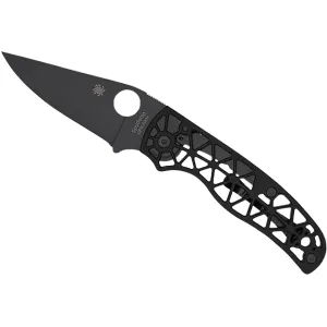 Spyderco Edgerati Pocket Knife 3.57" Drop Point CPM S30V Black DLC Blade Aluminum Handle Black
