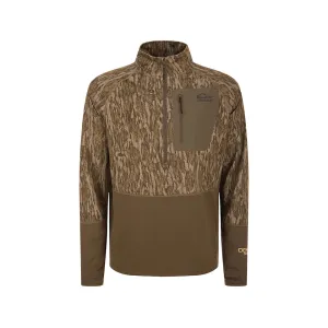 Drake Men's BMF EST Offset 1.0 Quarter Zip Shirt Mossy Oak Bottomland Medium