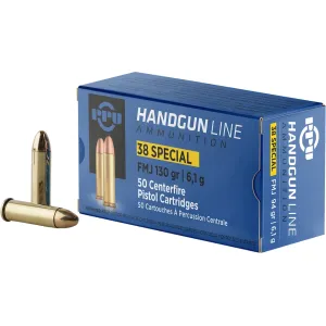 PPU 38 Special Ammo 130 Grain Full Metal Jacket Box of 50