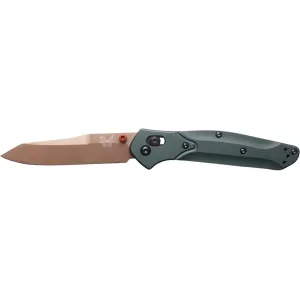 Benchmade Osborne Pocket Knife 3.4" Reverse Tanto CPM-S90V Tan Blade Aluminum Handle Taiga Green