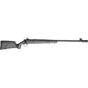Weatherby 307 MZY Bolt Action Rifle 50 cal 26" Fluted Black Threaded Barrel Black Frame Gray/Black Field Stock Peep