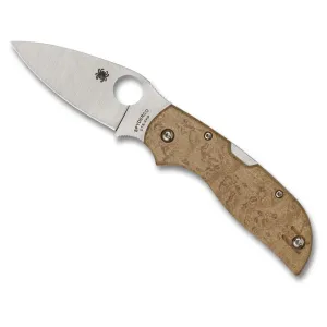 Spyderco Chaparral Birdseye Maple Pocket Knife 2.79" Leaf CTS-XHP Satin Blade Maple Wood Handle Brown