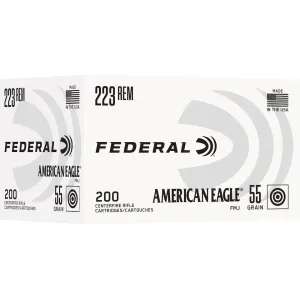 Federal American Eagle 223 Remington Ammo 55 Grain Full Metal Jacket Case of 1000 (5 Boxes of 200 Bulk)