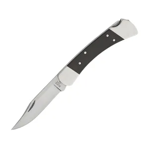 Buck Knives 110 Slim Elite Heritage Nickel Silver Pocket Knife 3.75" Clip Point CPM MagnaCut Satin Blade Ebony Wood Handle Brown