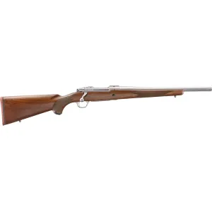 Ruger Hawkeye Hunter Bolt Action Rifle 358 Winchester 16.6" Stainless Threaded Barrel Stainless Frame Walnut Field Stock