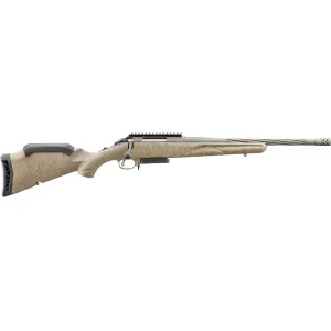 Ruger American Ranch Gen II Bolt Action Rifle 243 Winchester 16.1" Fluted Cobalt Cerakote Threaded Barrel Cobalt Cerakote Frame Flat Dark Earth Field Stock