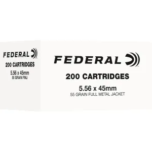 Federal Training M193 5.56x45mm NATO Ammo 55 Grain Full Metal Jacket Box of 200