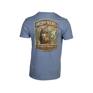 Browning Men's Typical Short Sleeve Crew Neck T Shirt Blue Medium