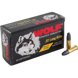Wolf Match Extra 22LR Ammo 40 Grain Round Nose Box of 500 (10 Boxes of 50)