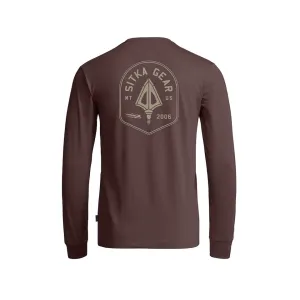 Sitka Gear Men's Broadhead Crest Long Sleeve Crew Neck T Shirt Cherry Wood Medium