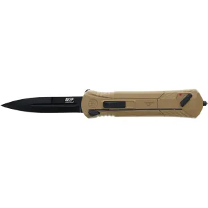 Smith & Wesson M&P OTF Assisted Opening Pocket Knife 3.5" Spear Point AUS-8 Black Oxide Blade Aluminum Handle Flat Dark Earth