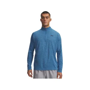 Under Armour Men's Tech Textured Quarter Zip Shirt Aegean Blue/Black Large