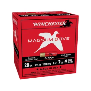 Winchester Magnum Dove 28 Gauge Ammo 2-3/4" #7-1/2 and #9 Lead Shot 1 oz Box of 25