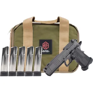 Alpha Foxtrot Romulus 9mm Luger Pistol 4.25" Threaded Barrel 20+1 Round Black DLC Slide Black Grip Black Frame with Polymer Grip