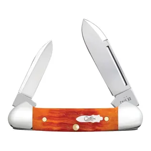 Case Baby Butterbean Pocket Knife 1.9" Pen, Spear Point Tru-Sharp Polished Blade Crandall Jigged Bone Handle Tequila Sunrise