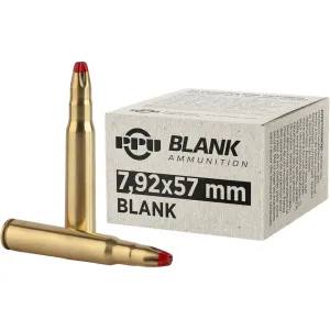 PPU 8x57mm JS Mauser (8mm Mauser) (323 Diameter) Blank Ammo Box of 20