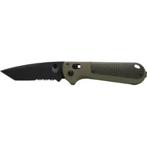 Benchmade Redoubt Pocket Knife 3.53" Partially Serrated Tanto Point CPM D2 Black Blade Grivory Handle Ranger Green