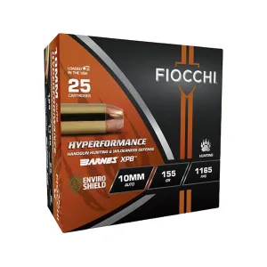 Fiocchi Hyperformance Hunt 10mm Auto Ammo 155 Grain Barnes XPB Solid Hollow Point Lead Free Box of 25