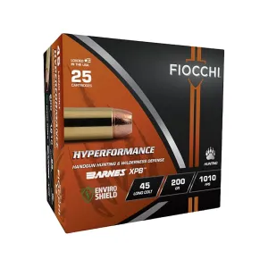 Fiocchi Hyperformance Hunt 45 Colt (Long Colt) Ammo 200 Grain Barnes XPB Solid Hollow Point Lead Free Box of 25