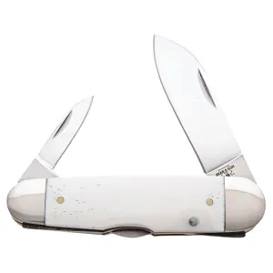 Bear & Son Piranha Pocket Knife 2.75" Drop Point 440 Satin Blade Bone Handle White