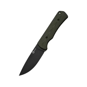 CIVIVI Jencks Fixed Blade Knife 3.54" Drop Point Sandvik 14C28N Black Stonewash Blade G-10 Handle OD Green