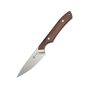 CIVIVI High Grass Fixed Blade Knife 2.93" Drop Point Sandvik 14C28N Stonewashed Blade Guibourtia Wood Handle Brown