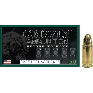 Grizzly Cartridge Sub-Sonic 9mm Luger Ammo 165 Grain Full Metal Jacket Box of 50