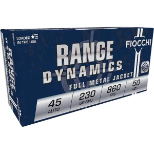 Fiocchi Range Dynamics 45 ACP Ammo 230 Grain Full Metal Jacket Case of 1000 (20 Boxes of 50)