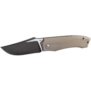 Boker Knives Kazy Pocket Knife 2.6" Clip Point Nitro-V Dark Stonewash Blade G-10 Handle Tan