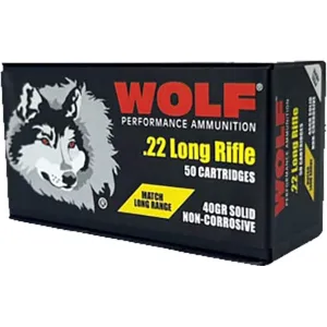 Wolf Match Long Range 22LR Ammo 40 Grain Round Nose Box of 500 (10 Boxes of 50)