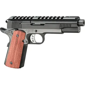 Les Baer Custom 1911 Ultimate 22 Long Rifle Pistol 5" Threaded Barrel 10+1 Round Black Slide Wood Grip Blued Frame