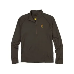 Browning Men's Long Sleeve Quarter Zip Merino Wool Base Layer Shirt Major Brown Large