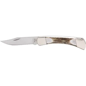 Buck Knives 110 Elk Pocket Knife 3.75" Clip Point 420HC Satin Blade Elk Handle Antler