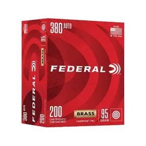 Federal Champion 380 ACP Ammo 95 Grain Full Metal Jacket Case of 1000 (5 Boxes of 200)