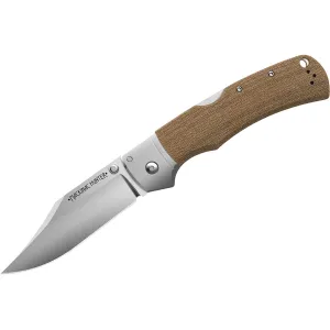 Cold Steel Mackinac Hunter Pocket Knife 3.6" Clip Point AUS-10 Satin Blade Micarta Handle Brown