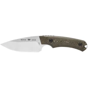 Buck Knives Alpha Hunter Fixed Blade Knife 3.625" Drop Point CPM S35VN Satin Blade Richlite Handle Green