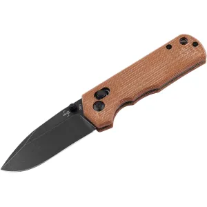 Boker Knives Rockstub 2.0 Pocket Knife 2.64" Drop Point Sandvik 14C28N Black Stonewash Blade Micarta Handle Brown