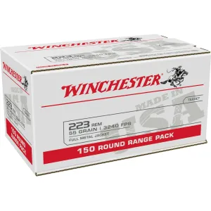 Winchester White Box USA 223 Remington Ammo 55 Grain Full Metal Jacket Case of 600 (4 Boxes of 150)