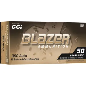 Blazer Brass 380 ACP Ammo 98 Grain Jacketed Hollow Point Case of 500 (10 Boxes of 50)